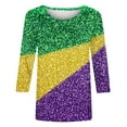 thumbnail image 5 of Mardi Gras Shirt Women Casual Funny Graphic 3/4 Sleeve Party Tee Shirts Round Neck Loose Fitted Festival Tops Trendy Mardi Gras Outfits 2026, 5 of 6