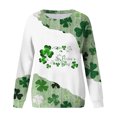 thumbnail image 4 of QIPOPIQ Chemises à Manches Longues pour Femmes Col Rond T-Shirts de la Saint-Patrick Chandail en Molleton T-Shirt Imprimé Shamrock Chemise Verte Chanceuse Hauts T-Shirts de la Saint-Patrick Tuniques à Col Rond pour Dames Chemises de Vacances Offres, 4 of 5