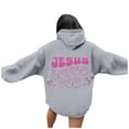 thumbnail image 1 of WEAIXIMIUNG Robe Sweat-Shirt pour Femmes Manches Courtes Sweat à Capuche Graphique Lettres Surdimensionné Pull Décontracté Manches Longues avec Poches, 1 of 6