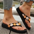 thumbnail image 5 of Rokment Womens Beach Platform Wedges Dress Slippers Sandals Black Boho Vacation Colorful Crochet Flower Height Increasing Flip Flops Summer Casual High Heel Slip on for Indoor Outdoor Orange Size 6.5, 5 of 7
