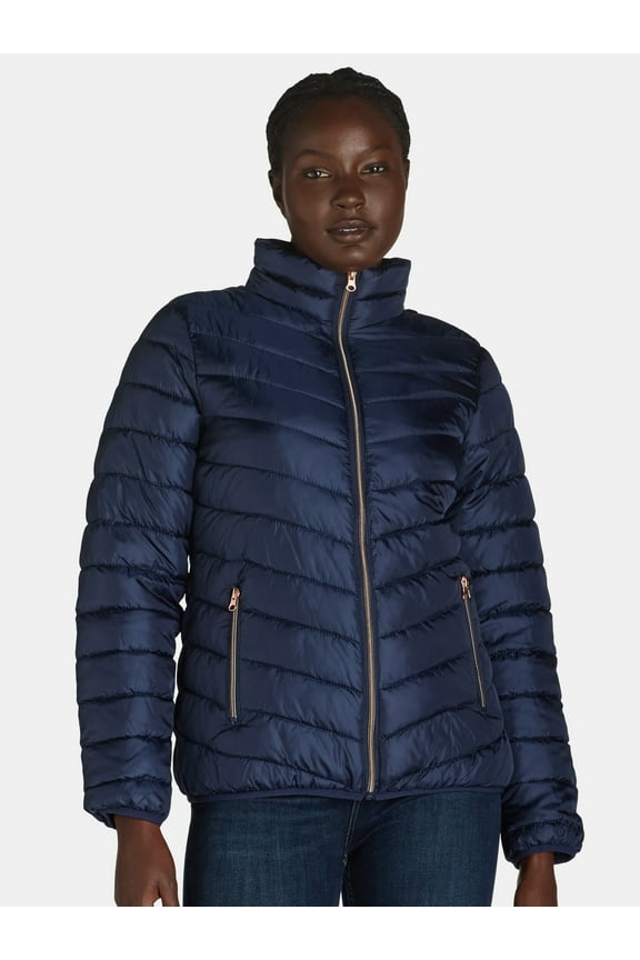 Women's and Womens Plus Packable Puffer Jacket, Midweight, Sizes S-3X