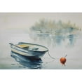 thumbnail image 2 of wall26 - Watercolor Painting of a Landscape with Wooden Boat on The River, Covered with Fog. - Removable Wall Mural | Self-Adhesive Large Wallpaper - 100x144 inches, 2 of 6