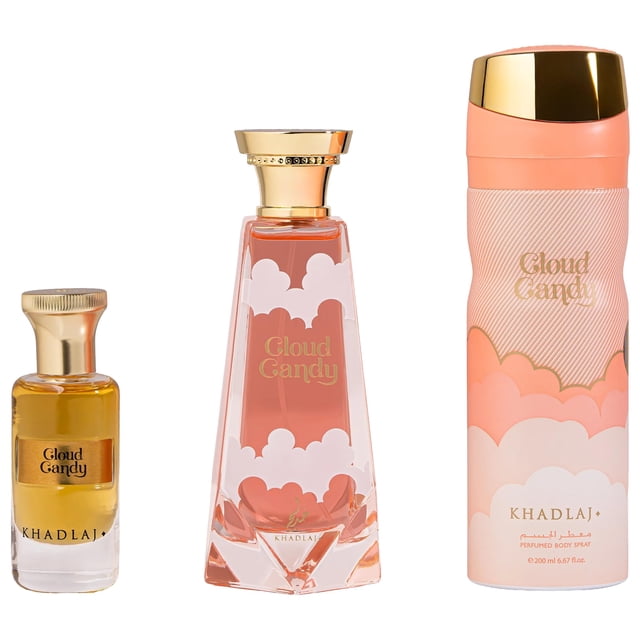 Set de regalo de perfume Khadlaj Cloud Candy 100 ml + 200 ml + 24 ml unisex