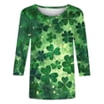 thumbnail image 5 of Stamzod 3/4 Sleeve T Shirts for Women Crew Neck Casual Tops Dressy Summer Work Blouses Clothes Green T XXXL, 5 of 5