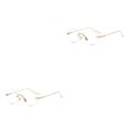 thumbnail image 1 of Qarigey Gafas sin marco simples Bisagras de resorte Forma oval Gafas de vidrio de metal Gafas ligeras para computadora Oro Oro 2piezas, 1 of 6