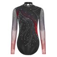 thumbnail image 3 of YiZYiF Women's Glitter Bodysuit Long Sleeve Ballet Gymnastics Leotard Figure Skating Dance Costume Red M, 3 of 6
