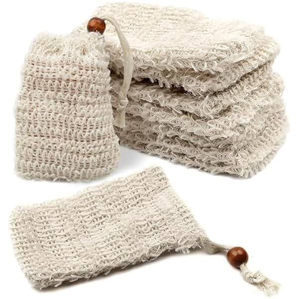 wonima11 40 Soap Bags Mesh Exfoliating, 100% Natural Sisal Soap Pouch, Soap Savers for Shower Use Like Massaging and Scrubbing