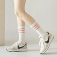 thumbnail image 6 of YooGuoGuo Womens Crew Striped Socks Cotton Running Athletic Socks Casual Striped Ankle White Socks for Girls School 1/4/6 Pack, 6 of 7