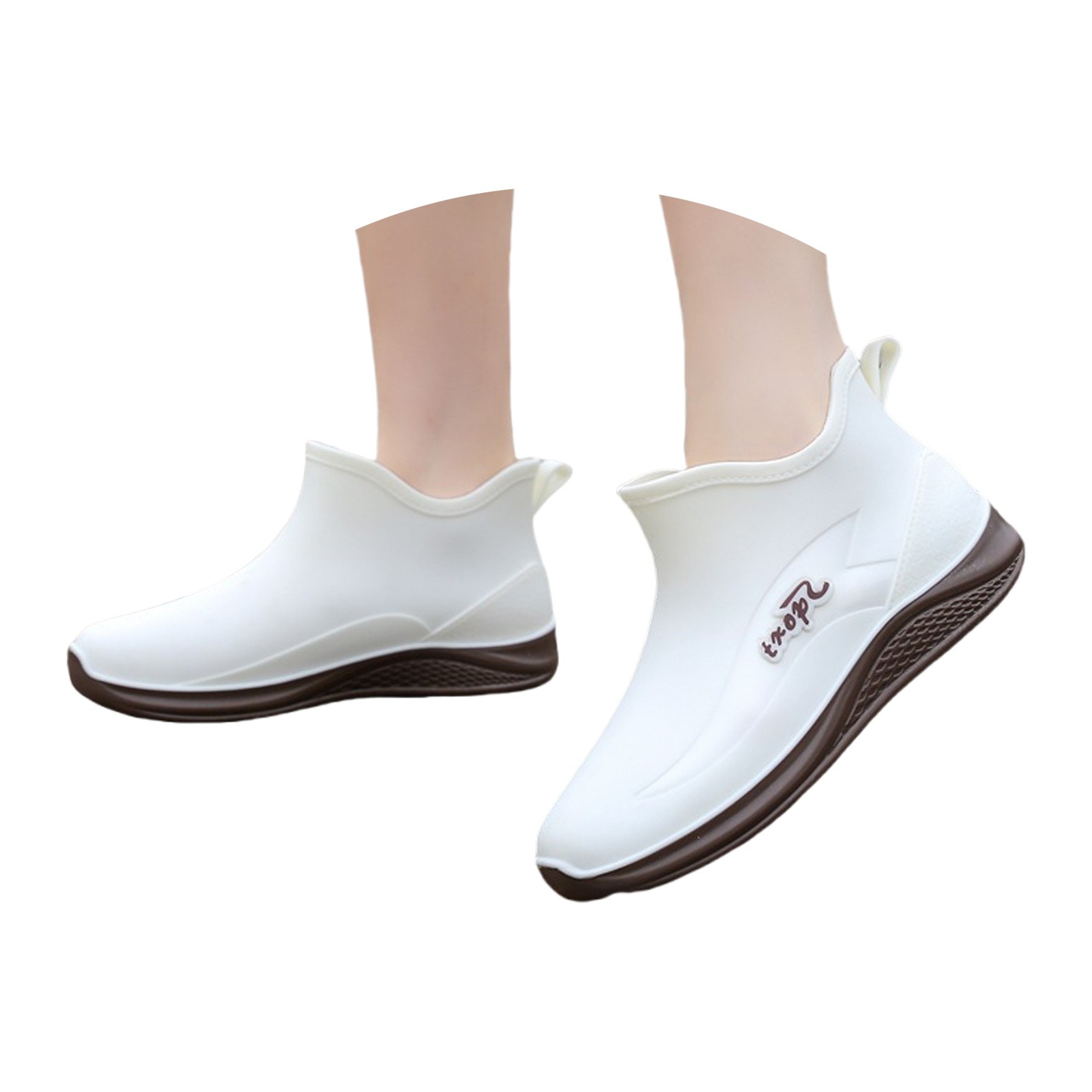 XIMIN Women Rain Boots Ankle Rain Shoes Anti-Slipping Waterproof Rainboots with Comfortable Lightweight Garden Rubber Rain Boot Outdoor Work Shoes Fishing Deck Boots