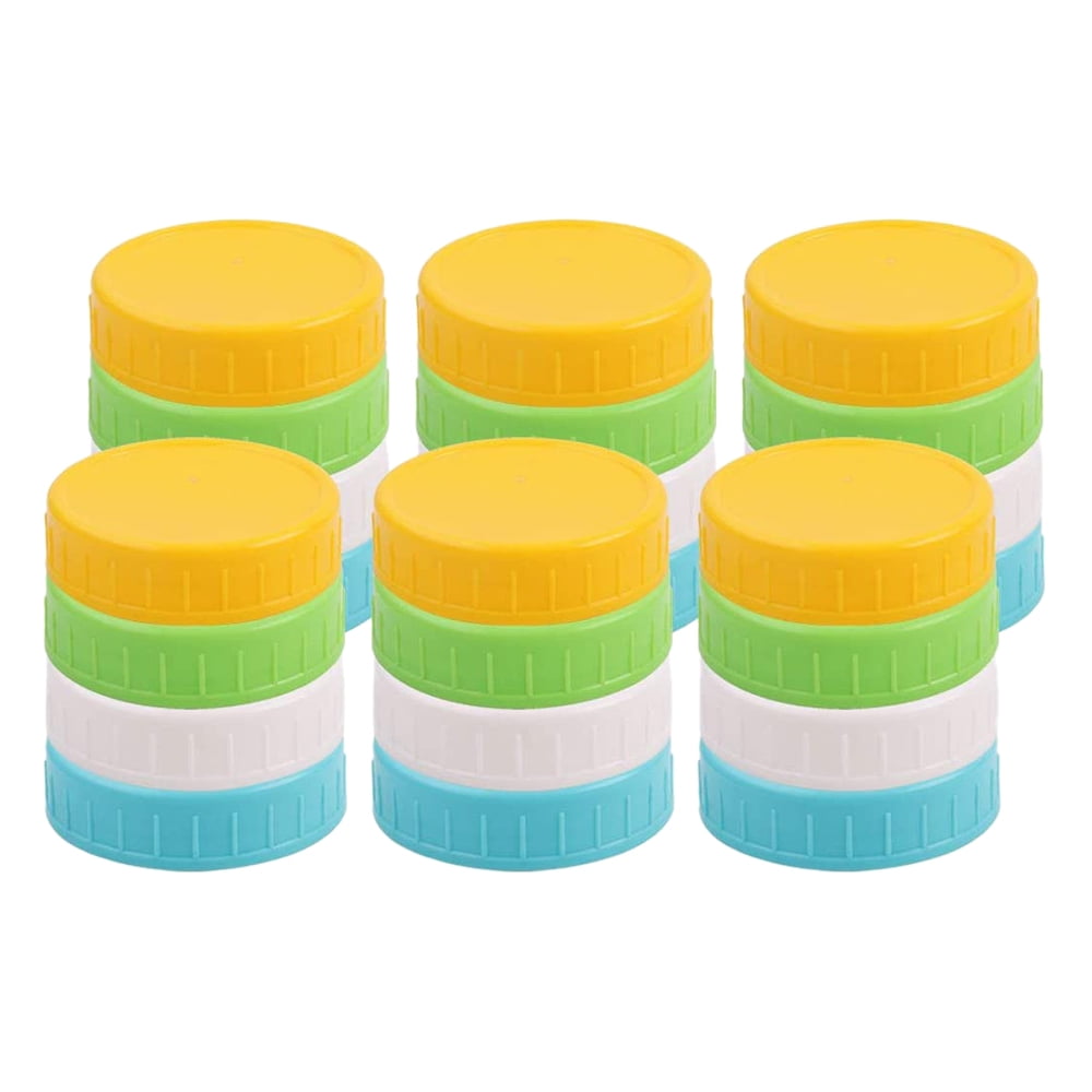 Tycncty 24 Pack Assorted Color Plastic Wide Mouth Mason Jar Lids Anti