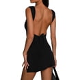 thumbnail image 3 of DOPI Sexy Mini Dress for Women Ruffled V Neck Sleeveless Backless Cut Out Bodycon Short Dress Party, 3 of 9