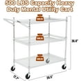 thumbnail image 7 of Lumiparty Heavy Duty 3-Tier Rolling Utility Cart, Commercial Grade Wire Rack Cart On Wheels for Kitchen Pantry Steel Frame with Handle & Shelves, Silver, 7 of 7
