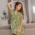thumbnail image 3 of Balery Snake And Floral Camisón de manga corta con cuello redondo para mujer, cómodo y elegante., 3 of 6