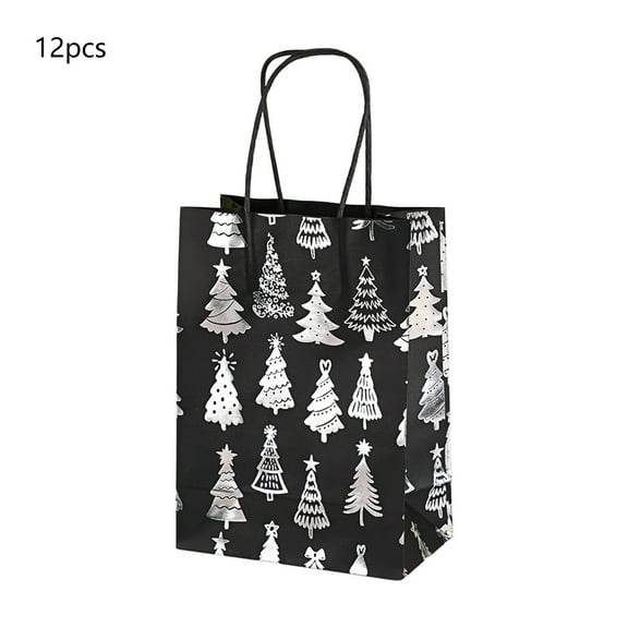 12PC Christmas Gift Bags Santa Claus Printed Tote Bags Holiday Party Candy Packaging Paper Bags