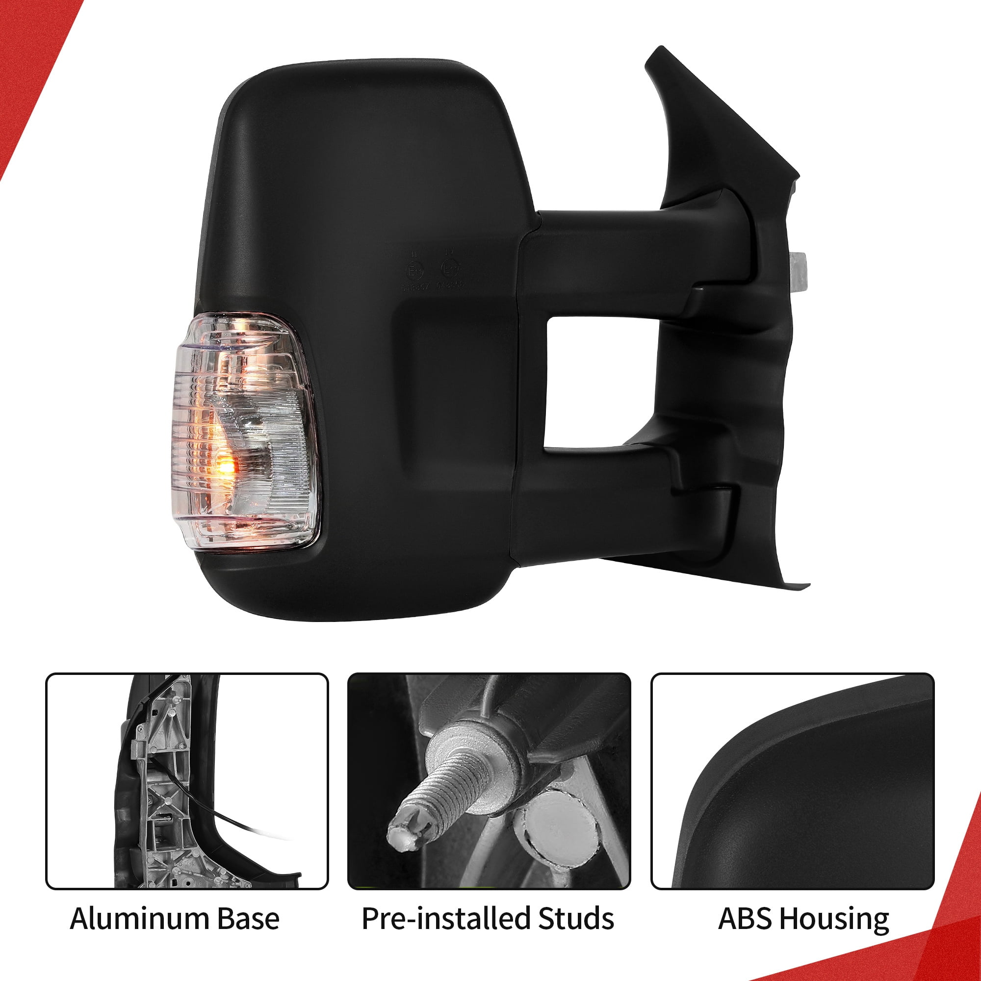 LEDKINGDOMUS Right Side Power Heated Door Mirror with Amber Turn Signal, Compatible with 2015 2016 2017 2018 2019 2020 2021 2022 2023 2024 Ford Transit 150/250/350, Black