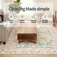 thumbnail image 3 of Washable Area Rug 2'x6', Soft Floral Bedroom Rug, Bohemian Non-slip Living Room Rug, Pink Floral, 3 of 7