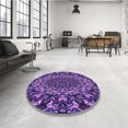 thumbnail image 4 of Ahgly Company Tapis Rond Lavable en Machine Intérieur Transitionnel Violet, 5 Pieds Rond, 4 of 7