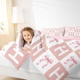 thumbnail image 3 of Erosebridal Cartoon Letter H Monogrammed Twin Comforter Sets,Pink Girly Bowknot Princess Bow Bedding Set For Kids,Reversible pink,2 Pieces, 3 of 7