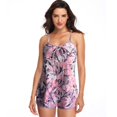 thumbnail image 3 of Women’s Strappy Swimwear Floral Tankini Set Ruched Strappy Modest Two Piece Bottom Swimsuit, 3 of 8
