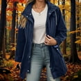 thumbnail image 2 of Womens Jacket Spring Fall Windbreaker Lightweight Hooded Softshell Jacket Outdoor Windproof Zip Up Raincoat Navy XL, 2 of 7