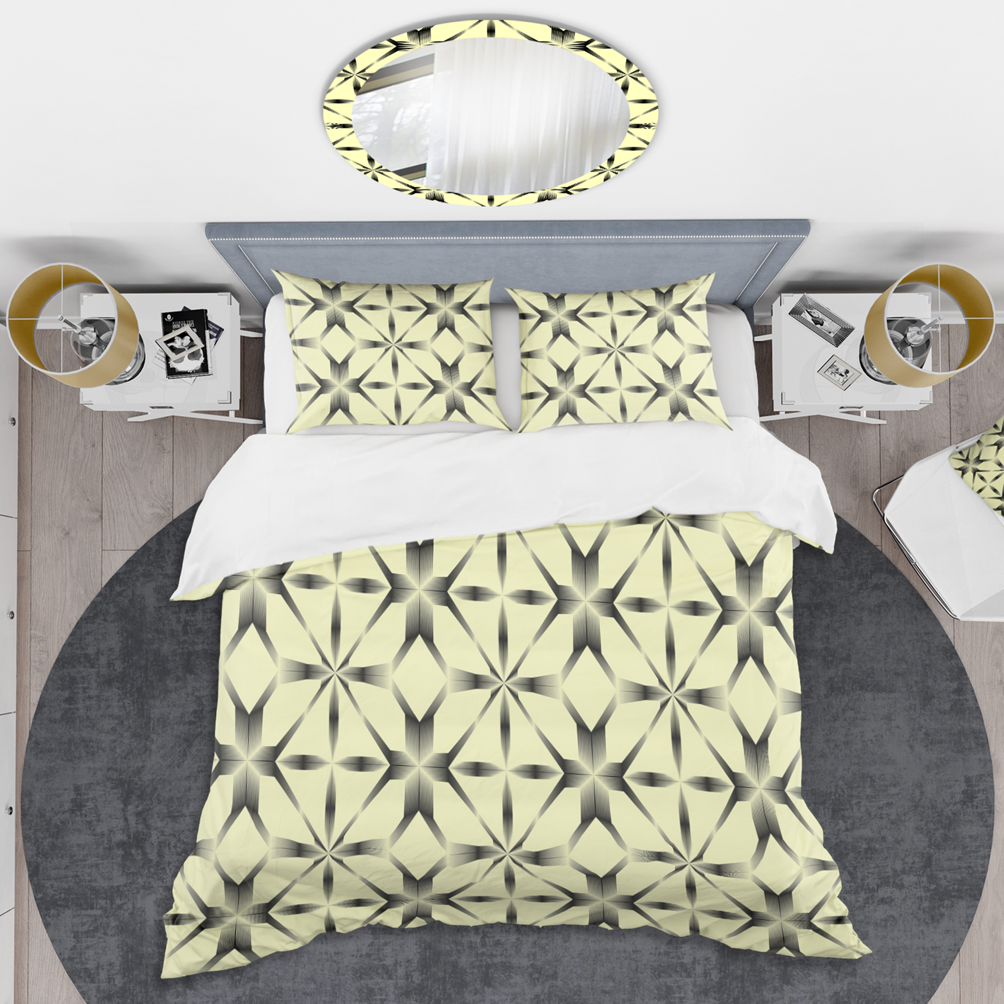 Designart 'Oriental Ornament. Flower Pattern' Mid-Century Modern Duvet Cover Set