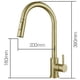 thumbnail image 5 of Grifo de cocina Apuakthei de oro cepillado, grifo retráctil para lavabo de verduras, grifo para fregadero de acero inoxidable 304, para agua fría y caliente, 5 of 5
