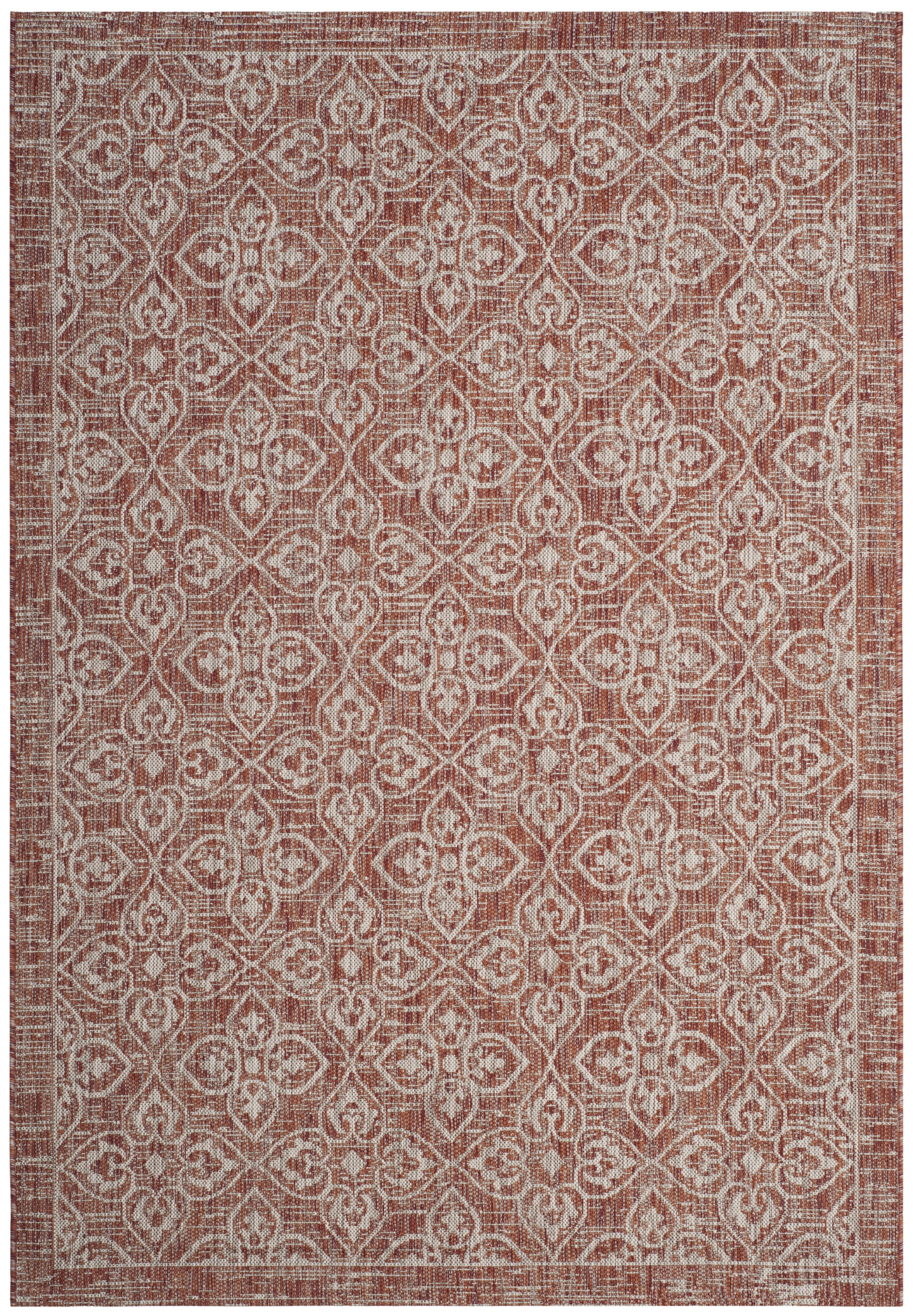 Safavieh Courtyard Amber Damask Indoor/Outdoor Area Rug, Rust/Light Gray, 5'3" x 7'7"