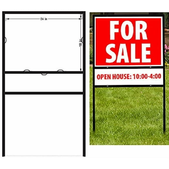 2 Pack H-Frame Sign Holders (Slide-In), Angle Iron Frame 42'' Tall 18'' Wide, Holding Sign Panel 18x24 Inch and Rider 6x24 Inch, Sign Not Included, Made in USA, Ship Same Day (AngelFrame) (2)