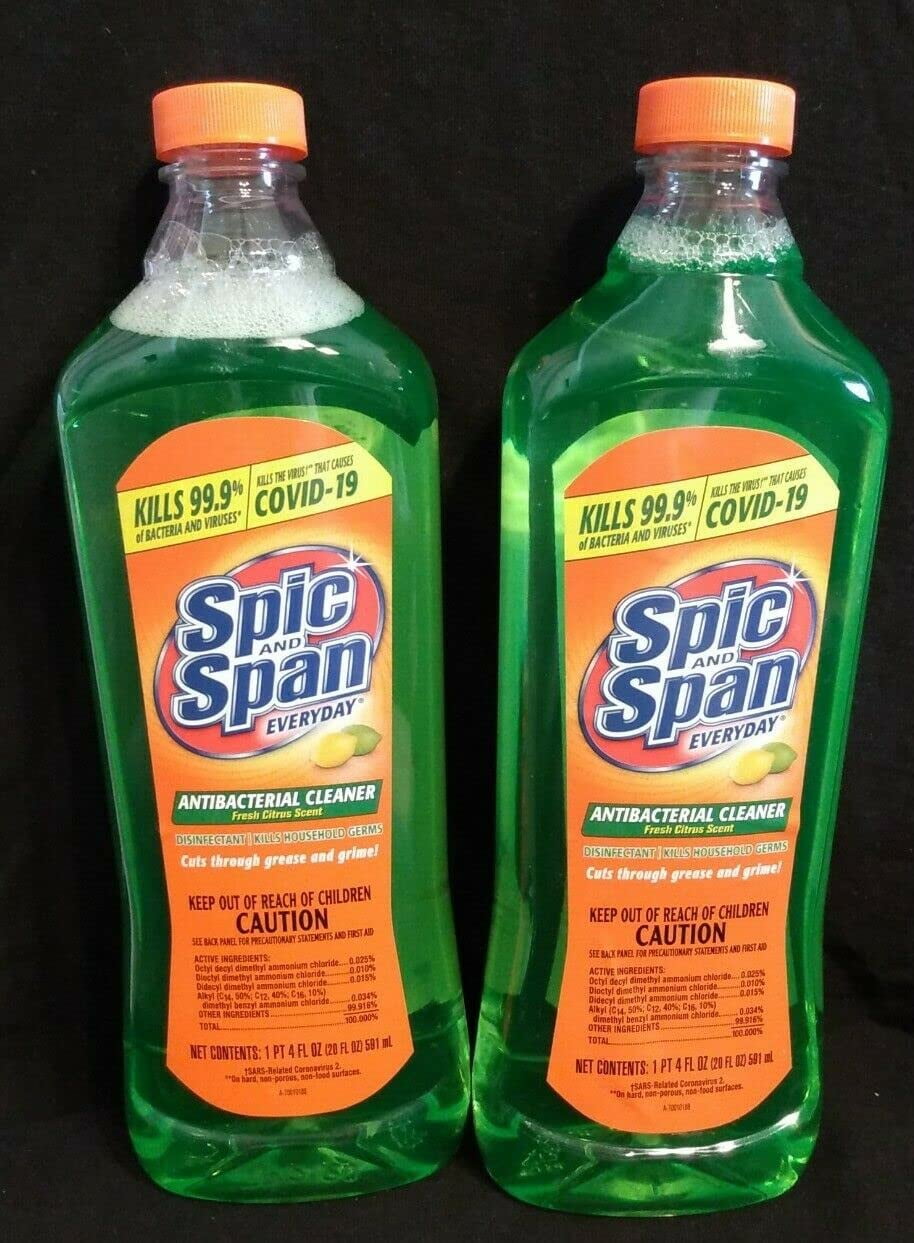 Spic And Span Everyday Multipurpose Liquid Cleaner, Dilutable Antibacterial Multi-Surface  Floor Cleaner, Fresh Citrus Scent, 20 FL OZ, 2-pk