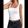 thumbnail image 2 of Camiseta Sin Mangas con Cuello Cuadrado para Mujer, de Doble Capa, Básica, para Entrenamiento de Verano, Informal XL, 2 of 8