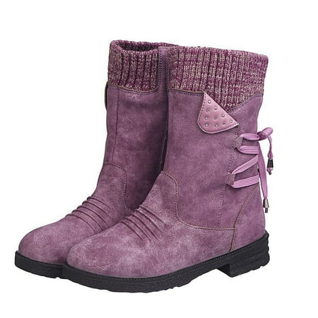 

Babysbule Womens Shoes Clearance Autumn And Winter New Woolen Yarn Snow Boots Back Strap Plus Size Boots Women