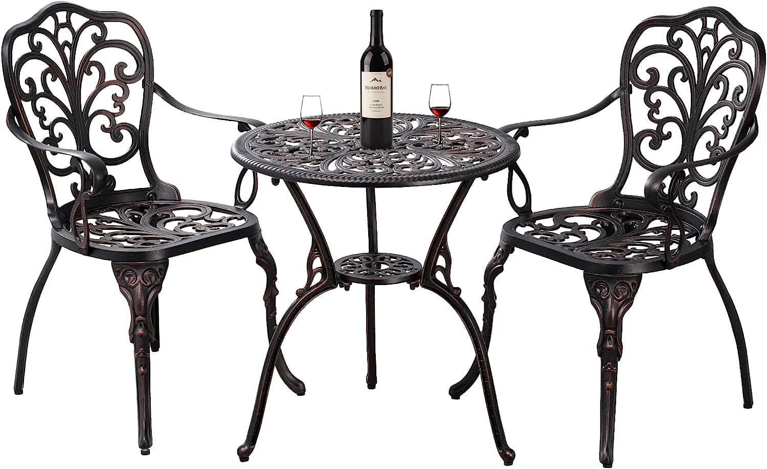 ZXNYH Bistro Set 3 Piece Outdoor,Cast Aluminum Bistro Table and Chairs