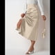 thumbnail image 4 of Falda de Satén de Seda con Cintura Alta y Cremallera para Mujer. Champán M, 4 of 7