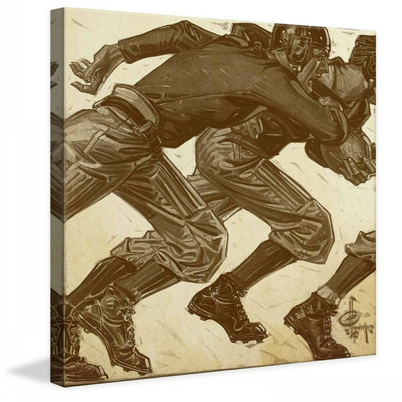 Marmont Hill Football Players-Colorized Version by J.C. Leyendecker Painting Print on Canvas