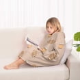 thumbnail image 4 of Light Brown Footballs and Cups Pattern Blanket Hoodies for Kids 6-13YR Oversize Wearable Blanket Hoodies for Boys Girls Teens, 4 of 7