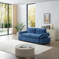 thumbnail image 5 of Sleeper Sofa, Sofa Bed- 3 in 1 Pull Out Couch Bed with Linen Chaise for Living Room, Sofa Sleeper with Pull Out Bed, 3Color (Blue), 5 of 10