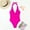 Hot Pink, variant on Women's One Piece Swimsuit Plunging Neck Cutouts Bathing Suit Textured Ruched Tie Swimwear Black M(M)