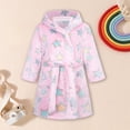 thumbnail image 2 of Linfrsh Boys Girls Coral Fleece Bathrobe,Soft Plush Hooded Robe with Adjustable Belt,Cartoon Print,for Toddlers 18 Month -14 Years,Warm Loungewear Shower Robe Kids Pajamas,Size 4-5 Years, 2 of 7