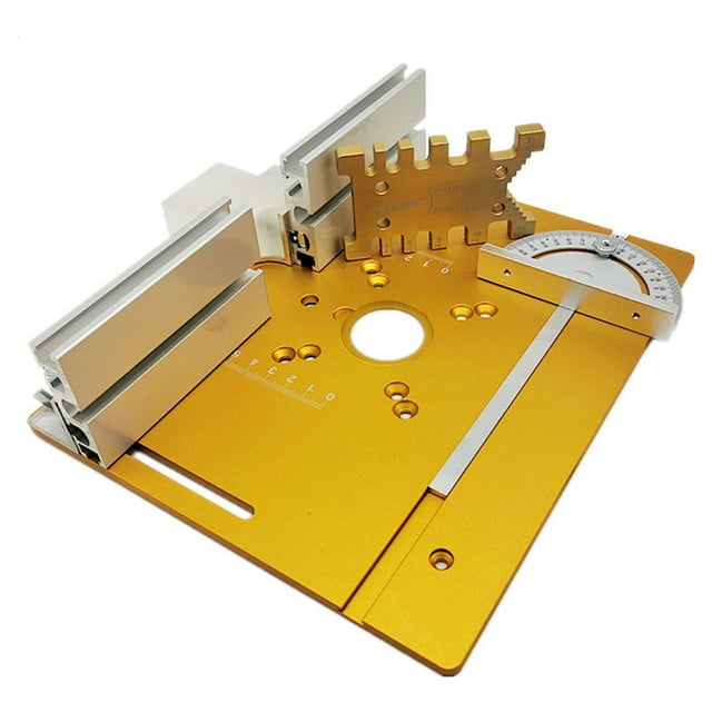 Set Of 3 Router Table Insert Plate Aluminum Alloy Wood Milling Flip Board Trimming Machine Engraving Auxiliary Tool With Miter Gauge Table Saw Woodworking Benches