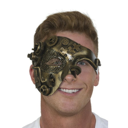 Antiqued Steampunk Gears Half Mesh Mask Industrial Scientific Costume Accessory