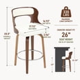 thumbnail image 2 of FANCROU 26 inch Swivel Counter Height Bar Stools Set Of 4, PU Leather Seat With Bentwood Back And Legs, White, 2 of 11
