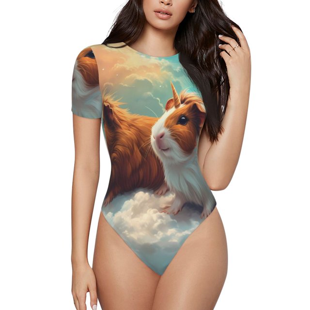 Saiise Motif Cochon d'Inde Nuage Grenouillère à Manches Courtes Col Rond Pyjama Extensible avec Fermeture à Pression-Petit