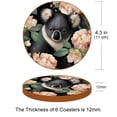 thumbnail image 3 of Koala Set of 6 Round Coasters, Microfiber Leather Drink Coasters, 11x11 cm/4.3x4.3 in Coaster Set for Table and Home Decor, 3 of 6