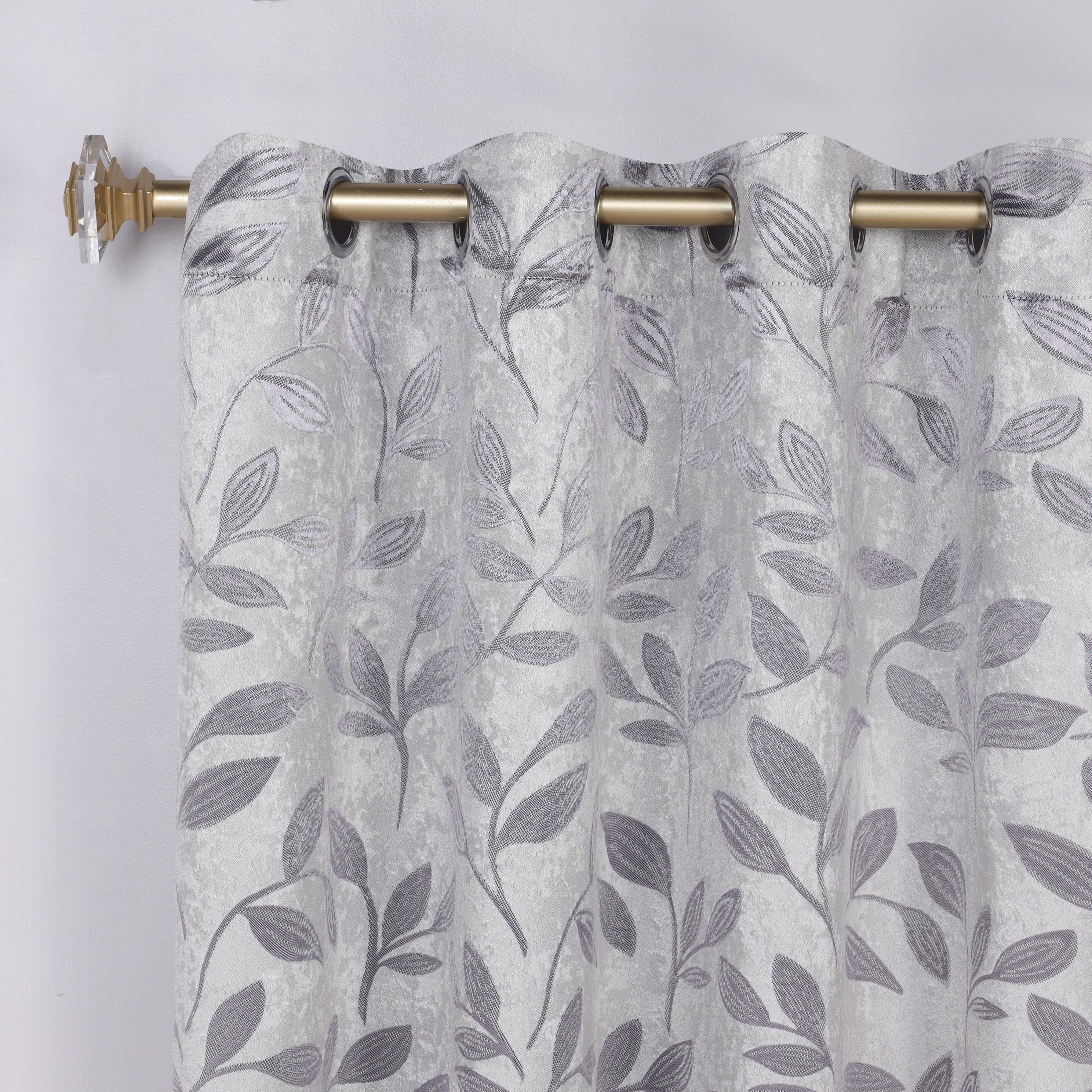 Superior Blackout Leaves Curtains Set of 2, Light Filtering Grommet Curtain Panel Set, Grey, 46"W x 63"L