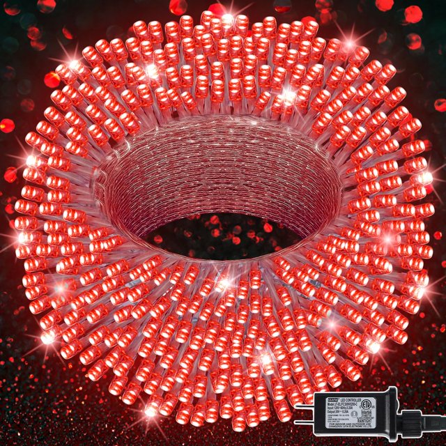Cadena de luces LED LJLNION, 98,5 pies, 300 LED rojas, impermeables, 110 V