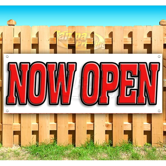 Now Opening 13 oz Vinyl Banner With Metal Grommets