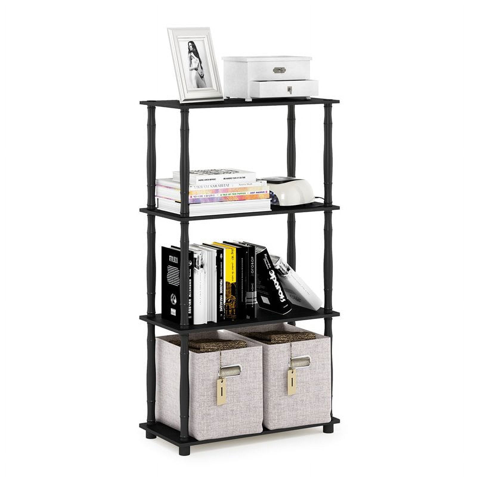 Furinno 23.6 W x 11.6 D x 43.25 H 4-Shelf Decorative Shelves, Americano and Black