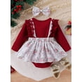thumbnail image 3 of Liacowi Baby Girls 2Pcs Christmas Outfits Long Sleeve Bow Front Romper + Headband Set 3M 6M 9M 12M Newborn Cute Christmas Clothes, 3 of 9