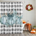 thumbnail image 2 of Shower Curtain 72"W x 72"L Fall Thanksgiving Green Pumpkins Black White Plaid Fabric Shower Curtains Set with Hooks Water Repellent Bathroom Curtains Machine Washable Bathroom Accessories, 2 of 6