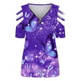 thumbnail image 4 of Cathalem Hauts pour Femmes Été Décontracté Automne Mignon Col Roulé Blanc T-Shirts, Violet m, 4 of 4